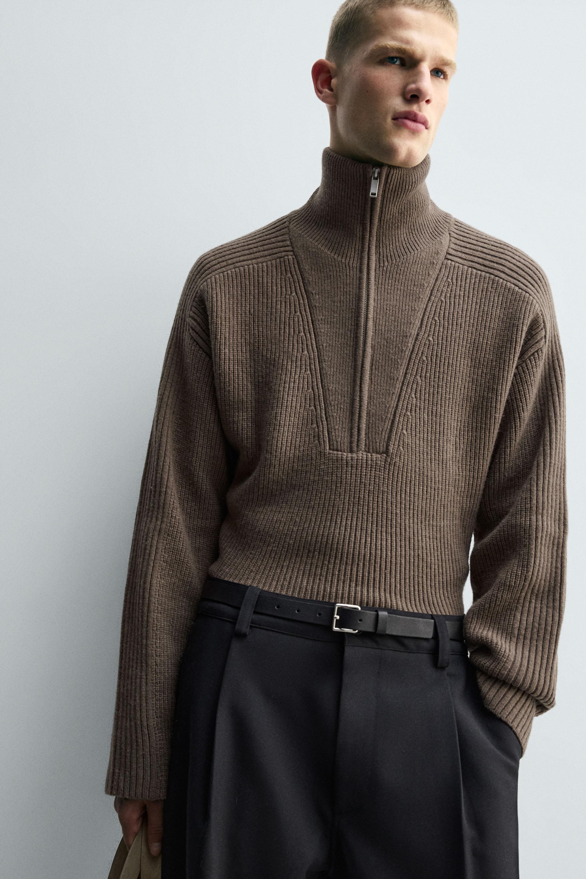 PURL KNIT QUARTER-ZIP JUMPER